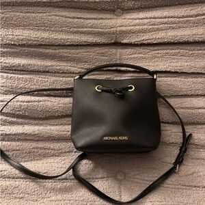 Michael Kors Black Crossbody Bag with Gold Accents